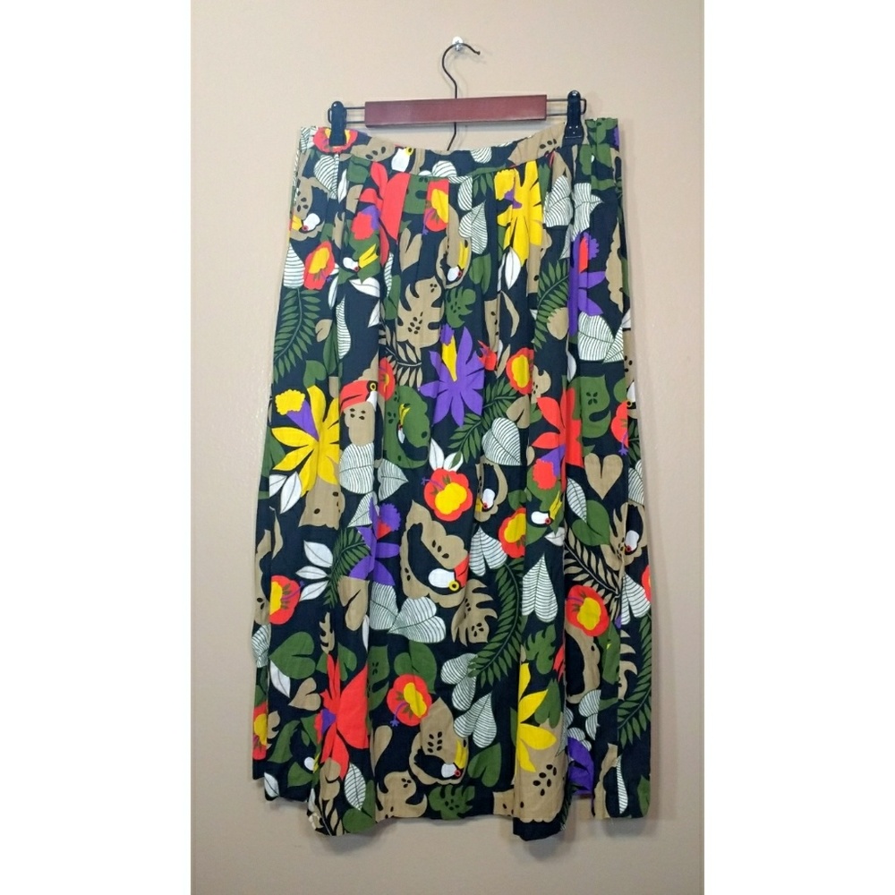 Vintage Copley Square Floral Maxi Skirt Green
